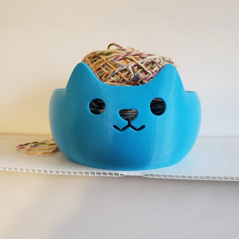 3D Printed Crochet Knit Cat Kitty Yarn Bowl - Yarn Art Accessory